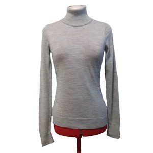 Ellen Tracy Light Gray 100% Extra Fine Merino Wool Turtleneck Size US S